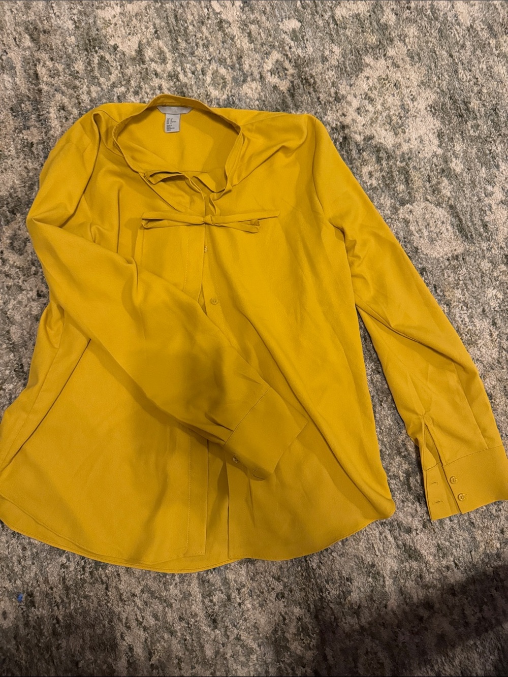 Women’s Tie-Neck Blouse - Mustard Yellow- size 8 (M)